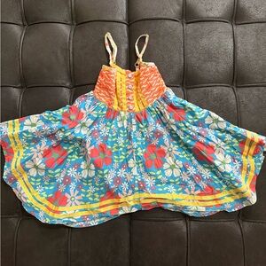 Matilda Jane Blue Floral Cotton Sundress with Orange & Yellow Bodice